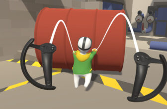 Quickly you’ll fling across the klutzy schlub in Human Fall Flat on VR